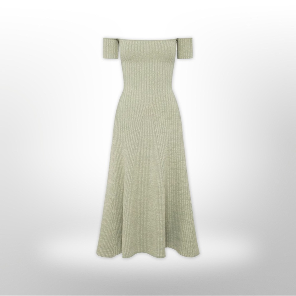 NWT ANNA QUAN- Valerie Ribbed Stretch Cotton Off Shoulder Dress